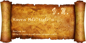 Vavra Mátyás névjegykártya